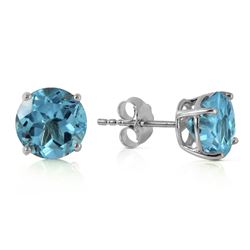 Genuine 3.1 ctw Blue Topaz Earrings Jewelry 14KT White Gold - REF-23R9P