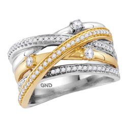 0.47 CTW Diamond Crossover Ring 14KT Two-tone Gold - REF-82X4Y