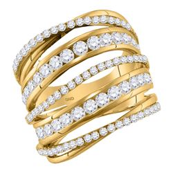 2.49 CTW Diamond Fashion Open Strand Cocktail Ring 10KT Yellow Gold - REF-194X9Y