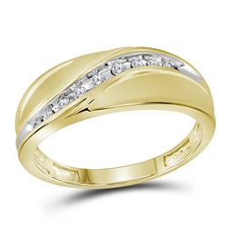0.13 CTW Mens Diamond Single Row Ring 10KT Yellow Gold - REF-26X9Y