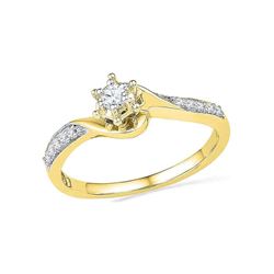 0.16 CTW Diamond Solitaire Bridal Engagement Ring 10KT Yellow Gold - REF-19W4K