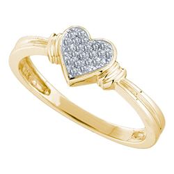 0.08 CTW Diamond Simple Heart Cluster Ring 10KT Yellow Gold - REF-14H9M
