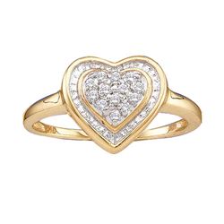 0.11 CTW Diamond Heart Ring 14KT Yellow Gold - REF-14F9N