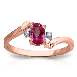 Genuine 0.46 ctw Pink Topaz & Diamond Ring Jewelry 14KT Rose Gold - REF-28F3Z