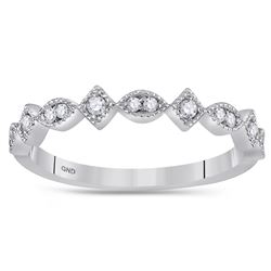 0.10 CTW Diamond Squares Stackable Ring 14KT White Gold - REF-22F4N