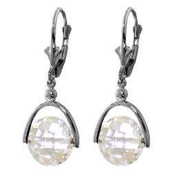 Genuine 7.5 ctw White Topaz Earrings Jewelry 14KT White Gold - REF-43N2R