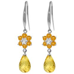 Genuine 5.51 ctw Citrine & Diamond Earrings Jewelry 14KT White Gold - REF-47M4T
