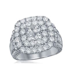 3.5 CTW Princess Diamond Soleil Cluster Bridal Engagement Ring 14KT White Gold - REF-330Y2X