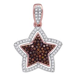 0.28 CTW Red Color Diamond Star Pendant 10KT Rose Gold - REF-30K2W