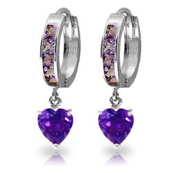 Genuine 4.1 ctw Amethyst Earrings Jewelry 14KT White Gold - REF-52F2Z