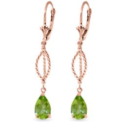 Genuine 3 ctw Peridot Earrings Jewelry 14KT Rose Gold - REF-45Y5F