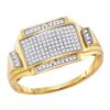Image 1 : 0.25 CTW Mens Pave-set Diamond Rectangle Cluster Ring 10KT Yellow Gold - REF-37M5H