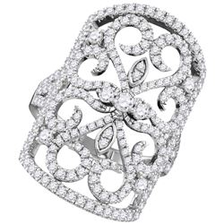 1.56 CTW Diamond Vintage-style Knuckle Ring 14KT White Gold - REF-214F5N
