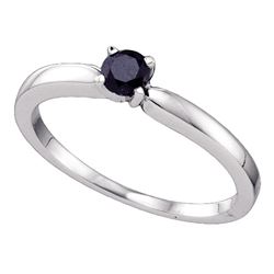 0.25 CTW Black Color Diamond Solitaire Bridal Ring 10KT White Gold - REF-12H8M