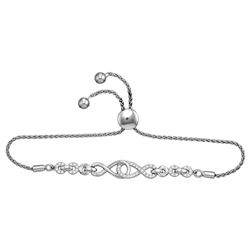 0.26 CTW Diamond Linked Infinity Bolo Bracelet 10KT White Gold - REF-30M2H