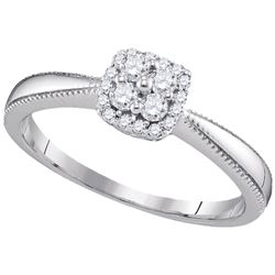 0.20 CTW Diamond Square Halo Cluster Ring 10KT White Gold - REF-22W4K