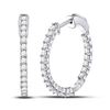 Image 1 : 1.45 CTW Diamond Single Row Hoop Earrings 10KT White Gold - REF-101F2N