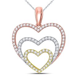 0.34 CTW Diamond Pendant 10KT 3Tone Gold - REF-44K8W