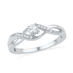 0.16 CTW Diamond Solitaire Crossover Promise Bridal Ring 10KT White Gold - REF-24H2M