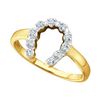 Image 1 : 0.05 CTW Diamond Simple Lucky Horseshoe Ring 10KT Two-tone Gold - REF-8M9H
