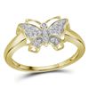 Image 1 : 0.08 CTW Diamond Butterfly Bug Cluster Ring 10KT Yellow Gold - REF-14W9K