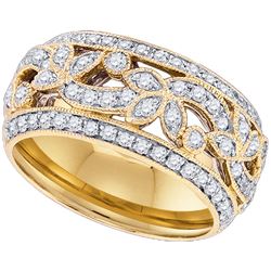 0.75 CTW Diamond Floral Ring 14KT Yellow Gold - REF-97K4W