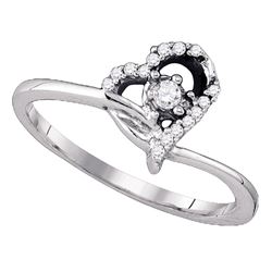 0.10 CTW Diamond Heart Promise Bridal Engagement Ring 10KT White Gold - REF-14H9M
