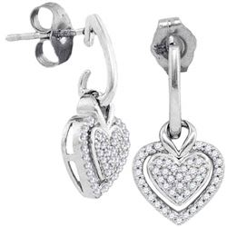 0.20 CTW Diamond Dangle Earrings 10KT White Gold - REF-22H4M