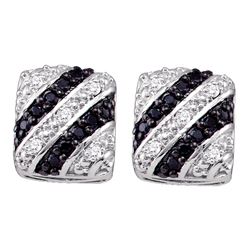 0.25 CTW Black Color Diamond Stud Screwback Earrings 10KT White Gold - REF-30M2H
