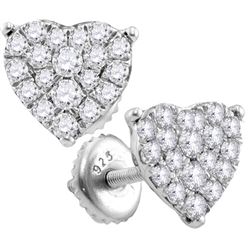 0.72 CTW Diamond Heart Screwback Stud Earrings 10KT White Gold - REF-44F9N