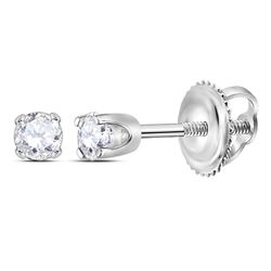 0.06 CTW Girls Infant Diamond Solitaire Stud Earrings 14KT White Gold - REF-7M4H