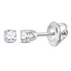 Image 1 : 0.06 CTW Girls Infant Diamond Solitaire Stud Earrings 14KT White Gold - REF-7M4H