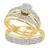 Image 1 : 0.50 CTW His & Hers Diamond Cluster Matching Bridal Ring 10KT Yellow Gold - REF-57X2Y