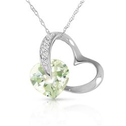 Genuine 3.35 ctw Amethyst & Diamond Necklace Jewelry 14KT White Gold - REF-49X8M