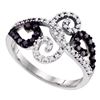 Image 1 : 0.33 CTW Black Color Diamond Whimsical Swirled Cocktail Ring 10KT White Gold - REF-30M2H