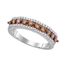 0.60 CTW Cognac-brown Color Diamond Ring 10KT White Gold - REF-36N2F