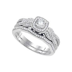 0.38 CTW Diamond Milgrain Bridal Wedding Engagement Ring 10KT White Gold - REF-57Y2X