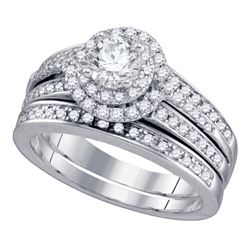 1.2 CTW Diamond Bridal Wedding Engagement Ring 14KT White Gold - REF-222K2W