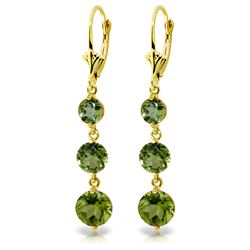 Genuine 7.2 ctw Peridot Earrings Jewelry 14KT Yellow Gold - REF-42X6M
