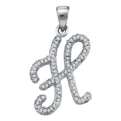 0.20 CTW Diamond Cursive Letter H Pendant 10KT White Gold - REF-14M9H