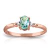 Genuine 0.46 ctw Blue Topaz & Diamond Ring Jewelry 14KT Rose Gold - REF-27R3P