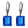 Genuine 13 ctw Blue Topaz Earrings Jewelry 14KT White Gold - REF-54M2T