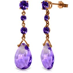 Genuine 13.2 ctw Amethyst Earrings Jewelry 14KT Rose Gold - REF-39Y3F