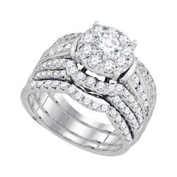 2.38 CTW Diamond Halo Bridal Engagement Ring 14KT White Gold - REF-330M2H