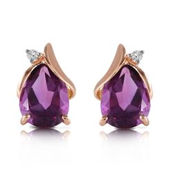 Genuine 3.16 ctw Amethyst & Diamond Earrings Jewelry 14KT Rose Gold - REF-45N2R