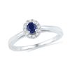 Image 1 : 0.30 CTW Oval Created Blue Sapphire Solitaire Diamond Ring 10KT White Gold - REF-13M4H