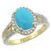 Image 1 : Natural 2.72 ctw turquoise & Diamond Engagement Ring 10K Yellow Gold - REF-51N6G