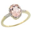 Image 1 : Natural 1.2 ctw Morganite & Diamond Engagement Ring 14K Yellow Gold - REF-27X9A