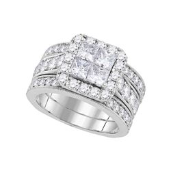 3 CTW Princess Diamond Halo Bridal Engagement Ring 14k White Gold - REF-389H9M