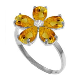 Genuine 2.22 ctw Citrine & Diamond Ring Jewelry 14KT White Gold - REF-35Y9F